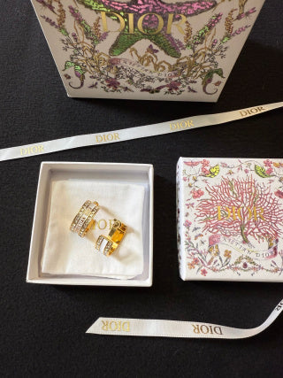 Dior Oblique Crystal Hoop Stud Earrings
