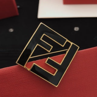 Fendi Arven FF Square Emblem Brooch