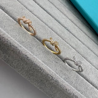 Tiffany Half-Pavé Diamond Knot Ring