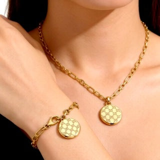 Gucci Interlocking G Monogram Medallion Long Pendant Necklace