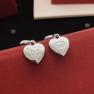 Gucci Heart Charm Interlocking G Hoop Earrings