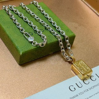 Gucci Padlock Charm Box Pendant Chain Necklace