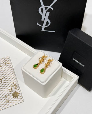 YSL Jardin Émeraude Teardrop Earrings