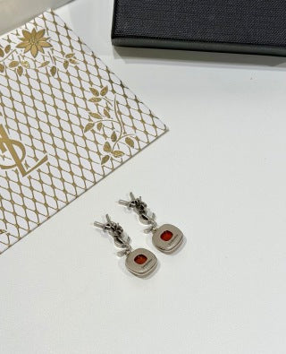YSL Rouge Éclat Crystal Drop Earrings
